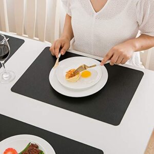 DOLOPL Placemats Black Placemat Leather Table Mats Set of 6 Heat Resistant Easy to Clean Wipeable Waterproof Washable Outdoor Placemats for Kitchen Dining Patio Table Decorations