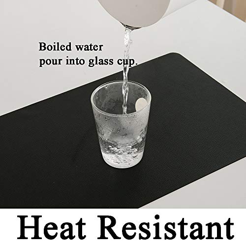 DOLOPL Placemats Black Placemat Leather Table Mats Set of 6 Heat Resistant Easy to Clean Wipeable Waterproof Washable Outdoor Placemats for Kitchen Dining Patio Table Decorations