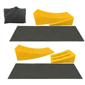 hoxwell heavy duty rv leveling blocks wheel chocks leveler, rubber non slip base without rope for travel trailers, car, camper, truck 2 pack yellow