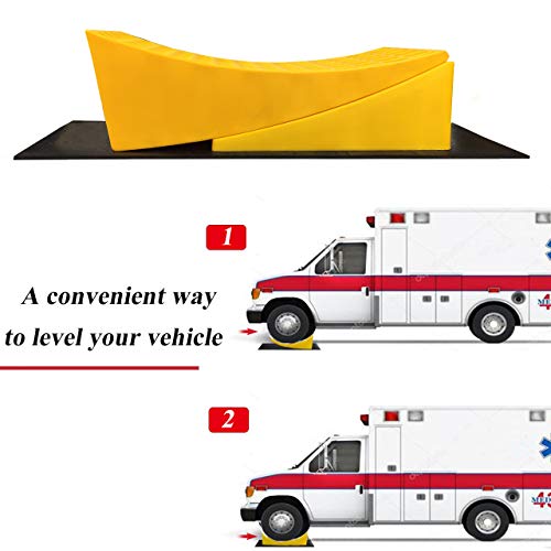 HOXWELL Heavy Duty RV Leveling Blocks Wheel Chocks Leveler, Rubber Non Slip Base Without Rope for Travel Trailers, Car, Camper, Truck 2 Pack Yellow