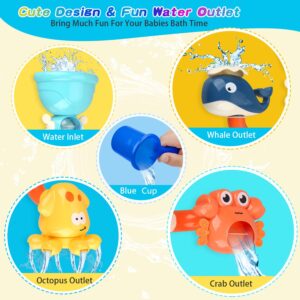 bath toys for toddlers 2 3 4 5 years baby kids boys and girls, bathtub toy for age 4-8 diy pipes tubes bath time water toys with color box birthday gift