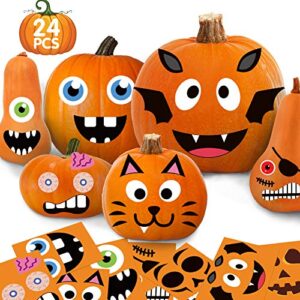 funnlot 24sheet pumpkin decorating stickers halloween face stickers halloween pumpkin stickers jack o lantern stickers pumpkin stickers for kids halloween party favors