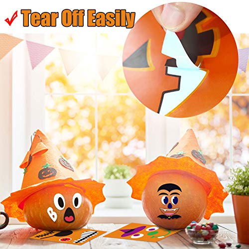 Funnlot 24Sheet Pumpkin Decorating Stickers Halloween Face Stickers Halloween Pumpkin Stickers Jack O Lantern Stickers Pumpkin Stickers for Kids Halloween Party Favors