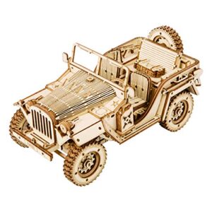 hands craft diy 3d wooden puzzle – army truck vehicle laser cut assembly 1:18 scale model building kit brain teaser educational stem toy adults and teens to build safe and non-toxic wood mc701x