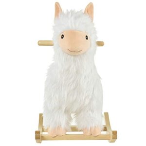 Qaba Kids Ride-On Rocking Horse Toy Llama Style Rocker Soft Plush Fabric for Children 18-36 Months