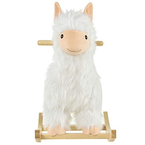 Qaba Kids Ride-On Rocking Horse Toy Llama Style Rocker Soft Plush Fabric for Children 18-36 Months