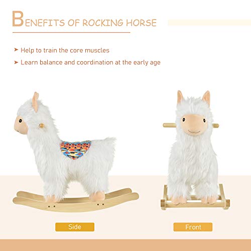 Qaba Kids Ride-On Rocking Horse Toy Llama Style Rocker Soft Plush Fabric for Children 18-36 Months