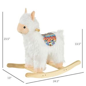 Qaba Kids Ride-On Rocking Horse Toy Llama Style Rocker Soft Plush Fabric for Children 18-36 Months