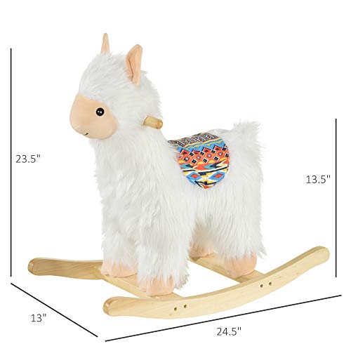 Qaba Kids Ride-On Rocking Horse Toy Llama Style Rocker Soft Plush Fabric for Children 18-36 Months