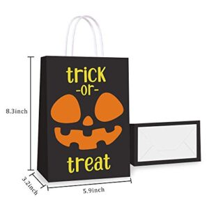 16 PCS Halloween Treat Bags for Kids Trick or Treat Candy Bags, Glow in The Dark Bags with Handles for Halloween Party Favors