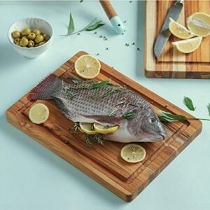 TeakHaus Edge Grain Carving Board + Juice Canal (Rectangle) | 14" x 10" x 1"