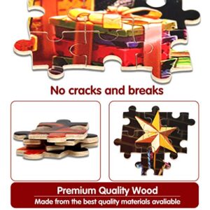 Lavievert Wooden Jigsaw Puzzles 1000 Piece Christmas Puzzles for Adults and Kids - Fireplace, Christmas Tree, Christmas Presents & Stockings