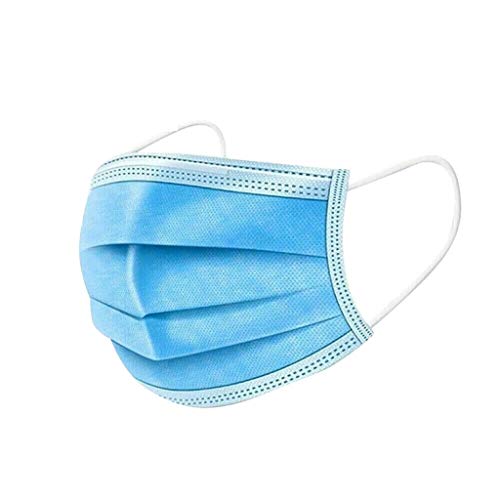 50 Pcs Disposable_Face with Elastic Earloop 3-ply Face Mouth Hygiene Protection Pads with Box, High Filtration and Ventilation Security (Blue- 50Pcs)