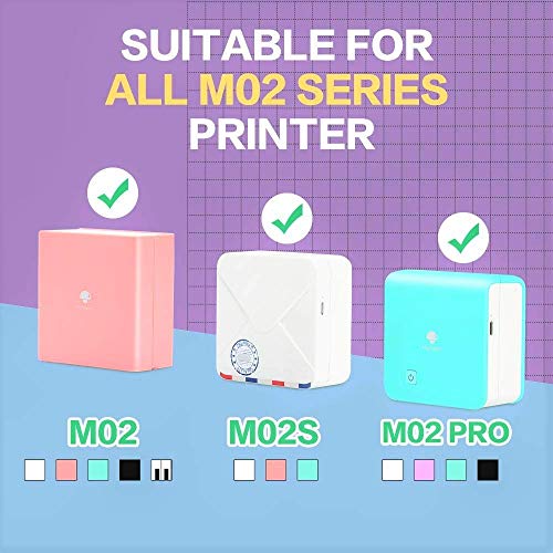 Phomemo M02 Pro Mini Bluetooth Thermal Pocket Printer with 3 Rolls Adhesive White/Transparent/Semi-Transparent Paper, Compatible with iOS + Android for Plan Journal, Study Notes, DIY, Work, Gift