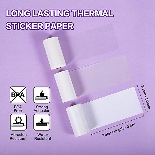 Phomemo M02 Pro Mini Bluetooth Thermal Pocket Printer with 3 Rolls Adhesive White/Transparent/Semi-Transparent Paper, Compatible with iOS + Android for Plan Journal, Study Notes, DIY, Work, Gift