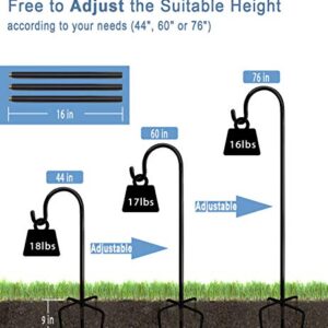 Artigarden 76 inch Outdoor Shepherd Hook with 5 Prong Base (2 Packs), Adjustable Heavy Duty Garden Hanging Stake for Bird Feeder Solar Light Plant Hanger Wedding Decor, Matte Black