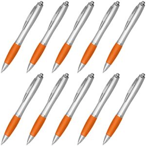 discount promos ballpoint pens with rubber grip, 10 pack, black ink writing pens in bulk, orange