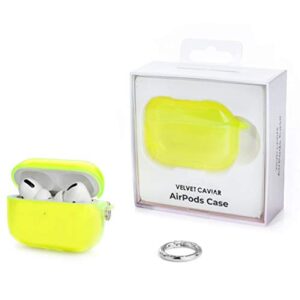 Velvet Caviar Neon Yellow AirPod Pro Case Cute Cover for Girls, Women with Keychain - Cool Protective Hard Cases Compatible with Apple AirPods Pro