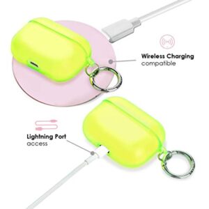 Velvet Caviar Neon Yellow AirPod Pro Case Cute Cover for Girls, Women with Keychain - Cool Protective Hard Cases Compatible with Apple AirPods Pro