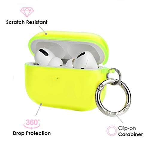 Velvet Caviar Neon Yellow AirPod Pro Case Cute Cover for Girls, Women with Keychain - Cool Protective Hard Cases Compatible with Apple AirPods Pro