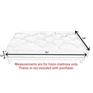 TRUPEDIC Full Size 12-inch Futon Mattress, 75"L x 54"W x 12"Th