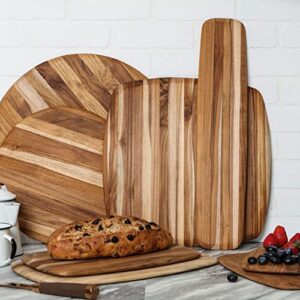 TeakHaus Elegant Round Edge Grain Cutting/Serving Board | 18" x 0.55"