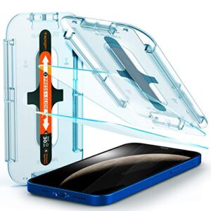 spigen tempered glass screen protector [glastr ez fit] designed for iphone 12 (2020) / iphone 12 pro (2020) [case friendly] - 2 pack