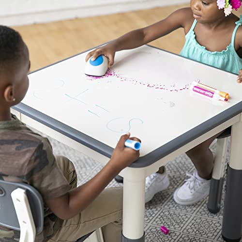 ECR4Kids Square Dry-Erase Activity 2 Adjustable Height Table and Chairs, Grey