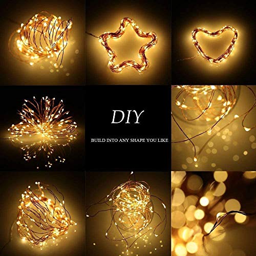 Renohef 2 Pack Solar String Lights,200 LEDs 66Ft Waterproof Outdoor Fairy Lights with 8 Lighting Modes,Garden Copper Wire Decorative Lights for Patio,Gate,Trees,Wedding,Party,Christmas