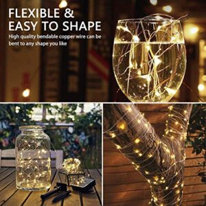 Renohef 2 Pack Solar String Lights,200 LEDs 66Ft Waterproof Outdoor Fairy Lights with 8 Lighting Modes,Garden Copper Wire Decorative Lights for Patio,Gate,Trees,Wedding,Party,Christmas