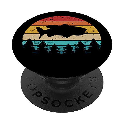 Bass Fishing fish vintage retro PopSockets Grip and Stand for Phones and Tablets