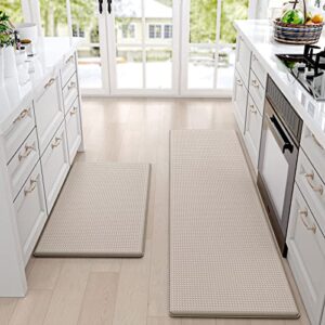 dexi kitchen rugs and mats cushioned anti fatigue comfort mat non slip standing rug 2 pieces set 17"x29"+17"x59",beige white