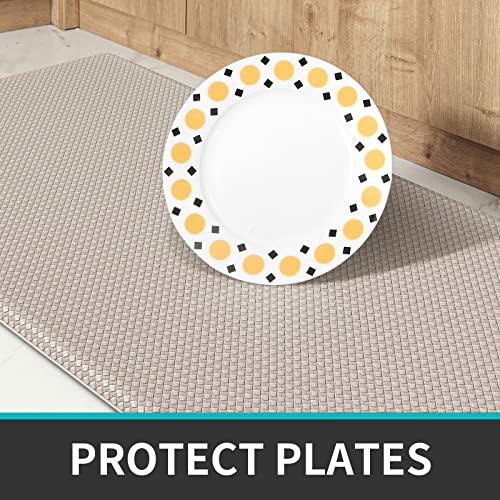 DEXI Kitchen Rugs and Mats Cushioned Anti Fatigue Comfort Mat Non Slip Standing Rug 2 Pieces Set 17"x29"+17"x59",Beige White