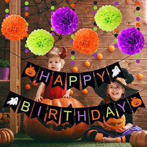 Black Halloween Happy Birthday Banner- Halloween Birthday Party Decorations,1st Birthday Halloween,Happy Birthday Halloween Banner,Halloween Fireplace Mantle Home Decor