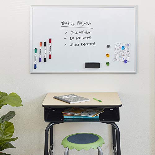 MessageStor 2 feet x 3 feet Dry Erase Board, 24 in x 36 in White Board, with Markers, Magnets, and Magnetic Eraser Accessories, for Offices, Presentations, Classrooms, Home School, Memo Board