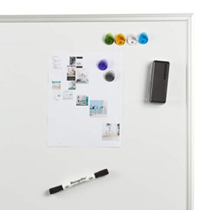 MessageStor 2 feet x 3 feet Dry Erase Board, 24 in x 36 in White Board, with Markers, Magnets, and Magnetic Eraser Accessories, for Offices, Presentations, Classrooms, Home School, Memo Board