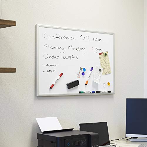 MessageStor 2 feet x 3 feet Dry Erase Board, 24 in x 36 in White Board, with Markers, Magnets, and Magnetic Eraser Accessories, for Offices, Presentations, Classrooms, Home School, Memo Board