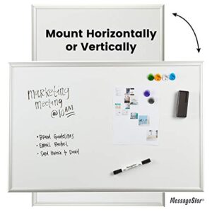 MessageStor 2 feet x 3 feet Dry Erase Board, 24 in x 36 in White Board, with Markers, Magnets, and Magnetic Eraser Accessories, for Offices, Presentations, Classrooms, Home School, Memo Board