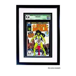 coinz comics: graded comic book frame, black and white acid-free mat board, includes uv protected poly facing, fits cgc and cbcs graded comics, wall mountable with sawtooth hanger