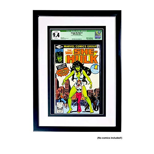 Coinz Comics: Graded Comic Book Frame, Black and White Acid-Free mat Board, Includes UV Protected Poly Facing, Fits CGC and CBCS Graded Comics, Wall Mountable with Sawtooth Hanger