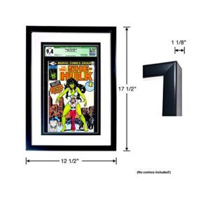 Coinz Comics: Graded Comic Book Frame, Black and White Acid-Free mat Board, Includes UV Protected Poly Facing, Fits CGC and CBCS Graded Comics, Wall Mountable with Sawtooth Hanger