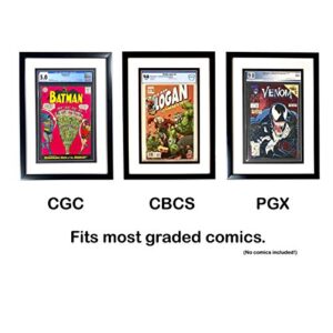 Coinz Comics: Graded Comic Book Frame, Black and White Acid-Free mat Board, Includes UV Protected Poly Facing, Fits CGC and CBCS Graded Comics, Wall Mountable with Sawtooth Hanger