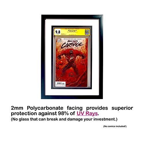 Coinz Comics: Graded Comic Book Frame, Black and White Acid-Free mat Board, Includes UV Protected Poly Facing, Fits CGC and CBCS Graded Comics, Wall Mountable with Sawtooth Hanger