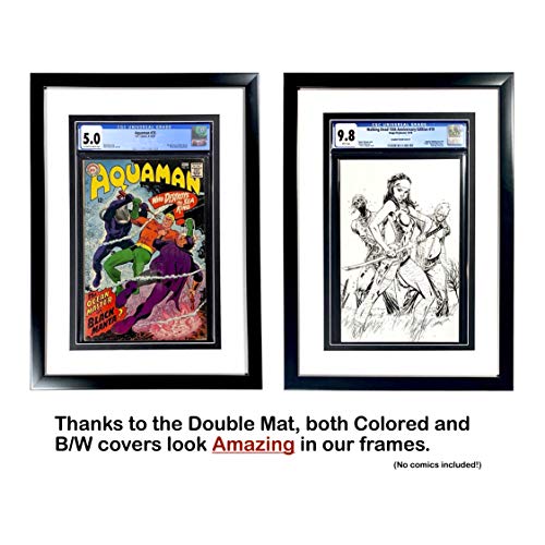 Coinz Comics: Graded Comic Book Frame, Black and White Acid-Free mat Board, Includes UV Protected Poly Facing, Fits CGC and CBCS Graded Comics, Wall Mountable with Sawtooth Hanger