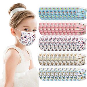 Kids Face Bandanas 50PCS - Disposable - 3Ply Ear Loop, No Washable, Breathable and Anti-Haze Dust, for Kids