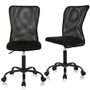 office chair desk chair computer chair with lumbar support ergonomic mid back mesh adjustable height swivel chair armless modern task executive chair for women men adult, black