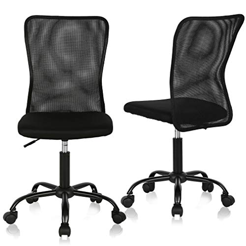 Office Chair Desk Chair Computer Chair with Lumbar Support Ergonomic Mid Back Mesh Adjustable Height Swivel Chair Armless Modern Task Executive Chair for Women Men Adult, Black