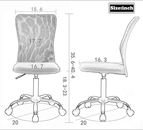 Office Chair Desk Chair Computer Chair with Lumbar Support Ergonomic Mid Back Mesh Adjustable Height Swivel Chair Armless Modern Task Executive Chair for Women Men Adult, Black