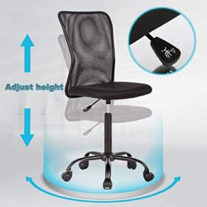 Office Chair Desk Chair Computer Chair with Lumbar Support Ergonomic Mid Back Mesh Adjustable Height Swivel Chair Armless Modern Task Executive Chair for Women Men Adult, Black