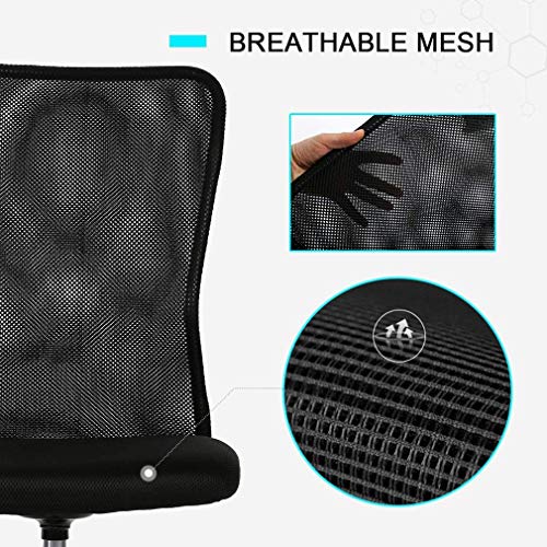 Office Chair Desk Chair Computer Chair with Lumbar Support Ergonomic Mid Back Mesh Adjustable Height Swivel Chair Armless Modern Task Executive Chair for Women Men Adult, Black